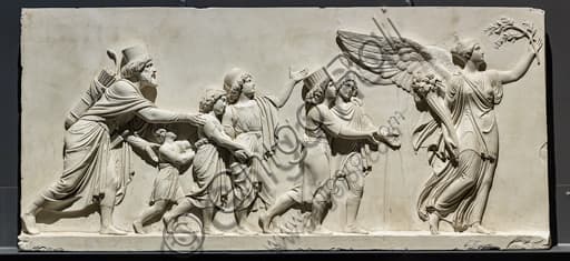 Detail of the procession with men and boys in the frieze 'The entry of Alexander the Great into Babylon' by Bertel Thorvaldsen