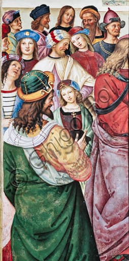 Detail of Pinturicchio fresco with court dignitaries, Piccolomini Library, Siena Cathedral