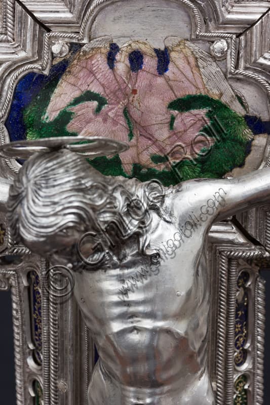 Dettaglio superiore della Croce di San Giovanni: Cristo crocifisso con il pellicano, Museo Opera del Duomo Firenze