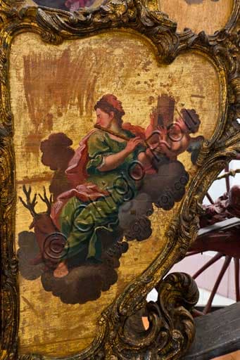 Detail of The Golden Coach decoration: female figure and putto, 18th-century artwork
