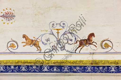 Ceiling decoration detail with tiger and horse, Red Room, Palace of the Normans Palermo