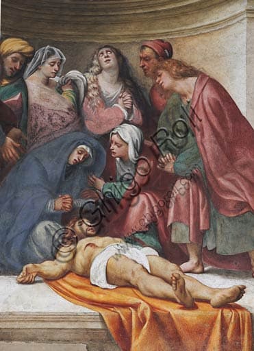 Detail of The Deposition fresco by Pordenone, 1521, counterfaçade of Cremona Cathedral