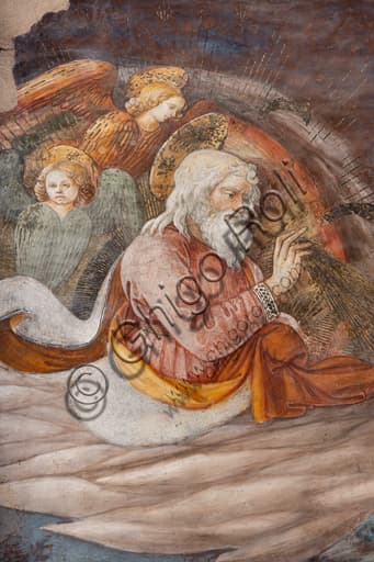 Detail of the Annunciation fresco by Filippo Lippi depicting God the Father and angels, Spoleto Cathedral