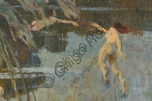 Detail of the painting The Nymphs, 1911 oil on canvas by Ettore Tito, Ricci Oddi Gallery Piacenza
