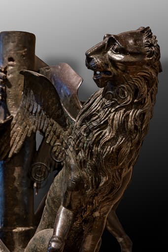 Detail of bronze sculpture Griffins and Lions from Fontana Maggiore, Perugia, National Gallery of Umbria