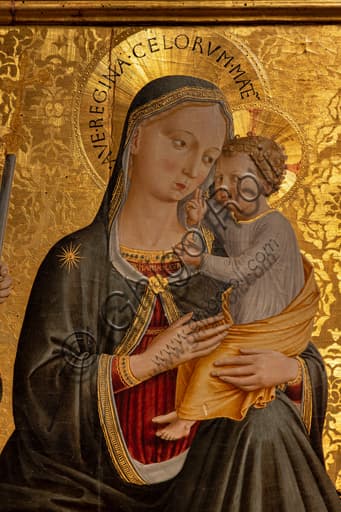 Dettaglio del dipinto Madonna dell'Umiltà con santi, opera di Benozzo Gozzoli, 1456, Galleria Nazionale dell'Umbria Perugia