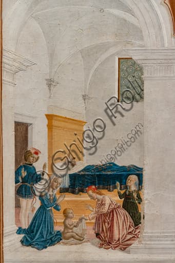 Dettaglio del dipinto Miracolo del bambino nato morto attribuito a Pietro Perugino, Galleria Nazionale dell'Umbria, Perugia