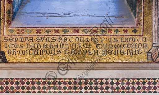 Detail of a mosaic with an inscription in the Palatine Chapel of the Royal Palace of Palermo