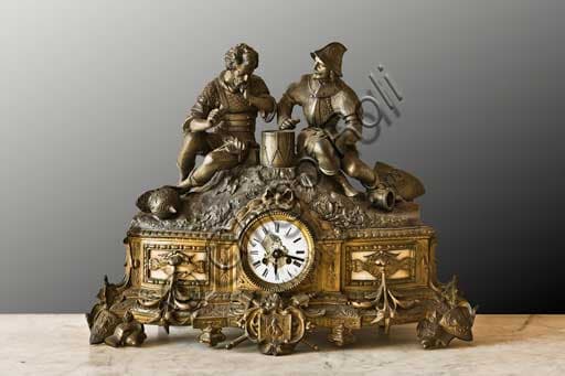 Detail of the antique table clock in the Palace of the Normans (Royal Palace) in Palermo