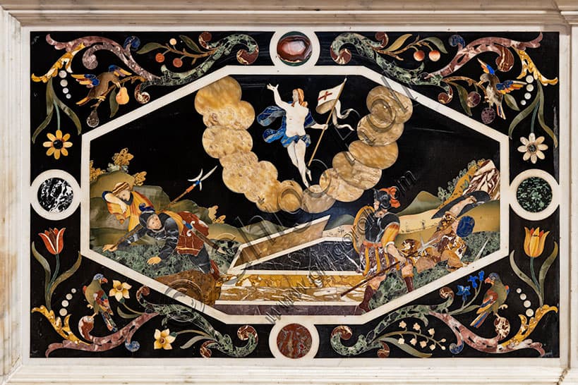 Detail of the Resurrection on the Baroque main altar of St. Corona Church in Vicenza, work by Francesco Antonio Corbarelli