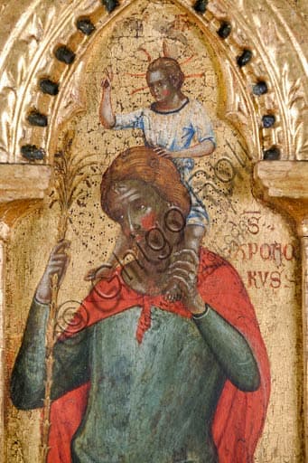 Dettaglio San Cristoforo polittico Paolo Veneziano Museo Cattedrale Rab