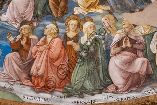 Detail of Filippo Lippi's Coronation of Mary fresco with saints, Spoleto Cathedral
