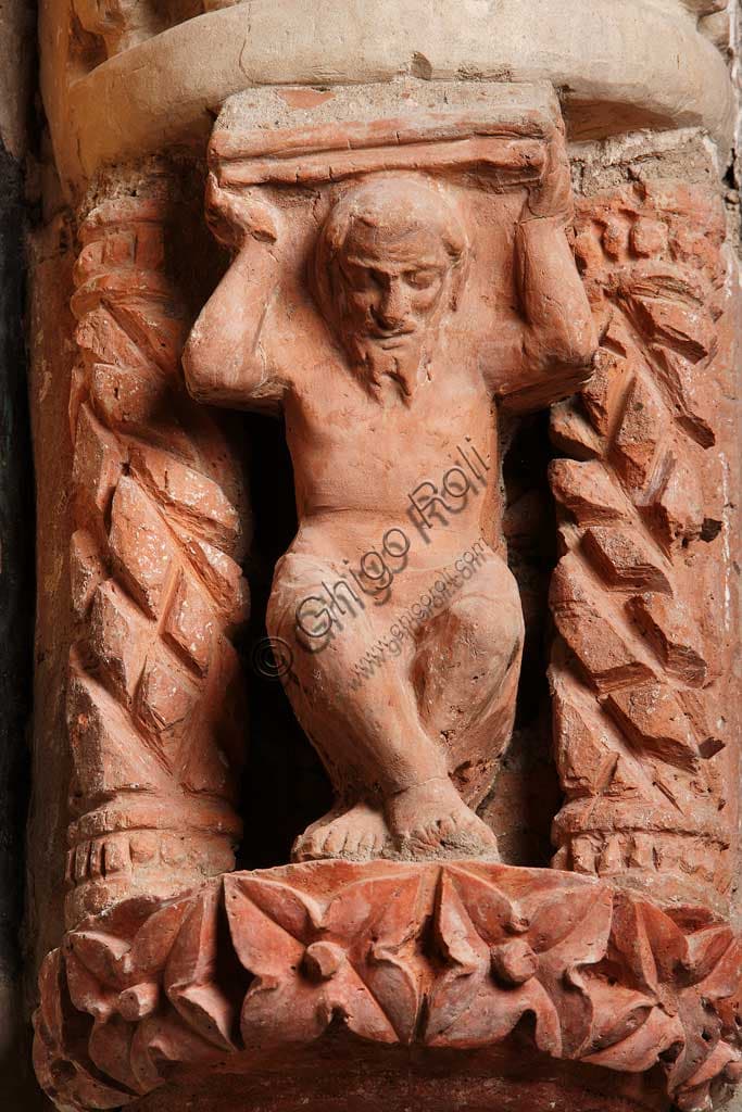 Sculptural detail of the telamon on the vault of the Contrari Chapel, Vignola Stronghold - Architectural supporting figure