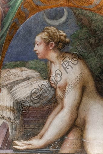 Dettaglio dell'affresco di Diana al bagno, Parmigianino, Rocca Sanvitale Fontanellato, 1524