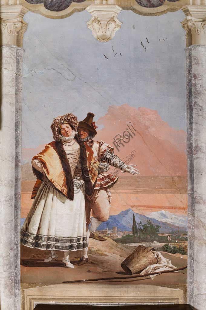 The Love Declaration fresco by Giandomenico Tiepolo, Room of the False Gothic Architectures, Villa Valmarana ai Nani, Vicenza