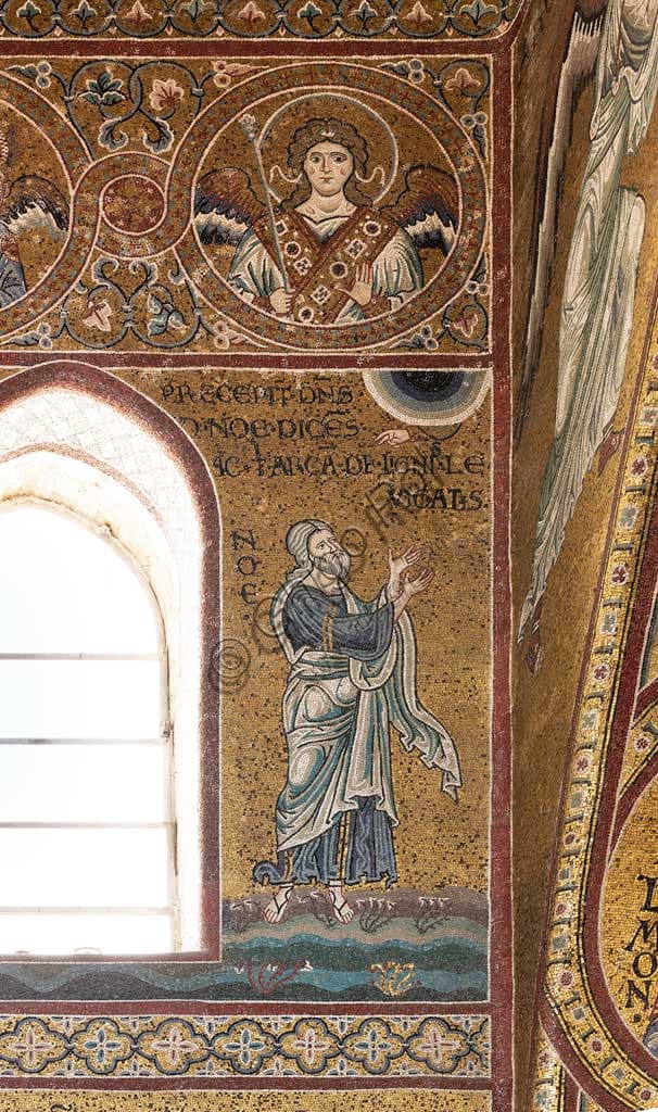 Mosaico bizantino Dio ordina a Noè di costruire l'Arca, Duomo di Monreale