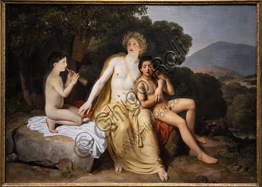 Apollo Hyacinthus and Cyparis painting by Aleksandr Ivanov, oil on canvas 1834, Greek mythology scene
