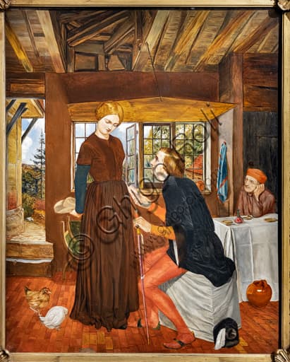 Dipinto La Proposta (Il Marchese e Griselda) di Frederic George Stephens, 1850, olio su tela