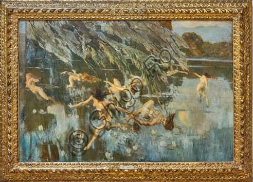Painting The Nymphs by Ettore Tito, oil on canvas 1911, Ricci Oddi Gallery Piacenza Italy