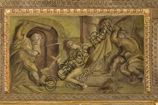 Dipinto barocco Il martirio di San Sebastiano di Giovanni Andrea Carlone, volta Cappella Senarega Duomo di Genova