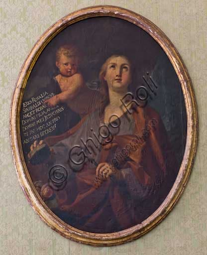 Painting of Saint Rosalia, patron saint of Palermo, in the Formica Hall of the Royal Apartment at Palazzo dei Normanni