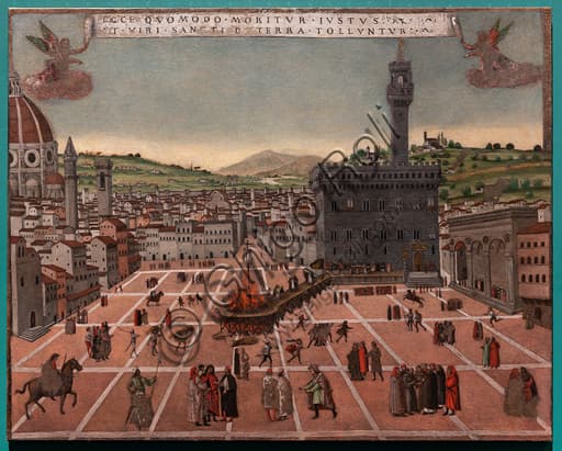 Painting The burning at the stake of Fra Girolamo Savonarola in Piazza della Signoria, National Gallery of Umbria