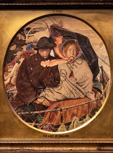 Dettaglio del dipinto Ultimo sguardo all'Inghilterra di Ford Madox Brown su emigrazione