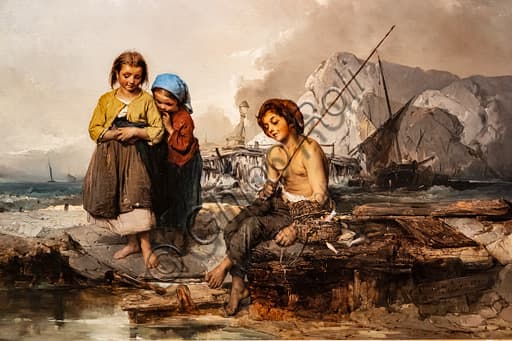 Young Fishermen oil painting by Domenico Induno, 1855