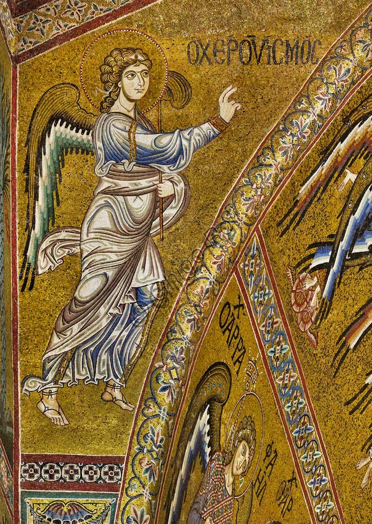 Mosaico bizantino a fondo oro dell'Angelo Annunziante, Duomo di Monreale, Palermo
