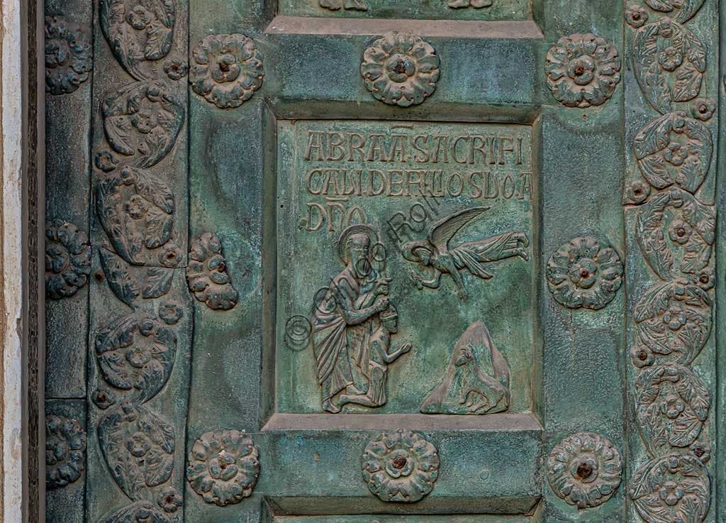 Formella bronzea del Sacrificio di Isacco, Porta di Bonanno Pisano, Duomo di Monreale (1186)
