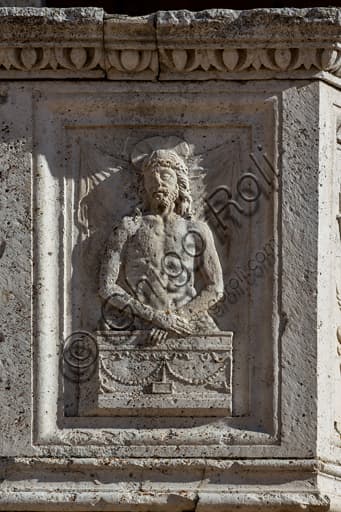 Sculptural detail of the Ecce Homo on the pulpit of Spoleto Cathedral