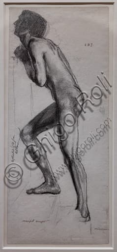 Studio di nudo per cavaliere di Edward Burne-Jones, disegno a grafite su carta del 1861
