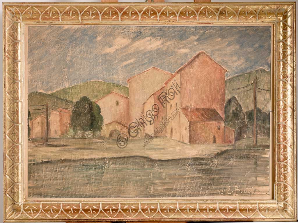 Painting Landscape with Houses oil on canvas by artist Emilio Tato Bartolucci
