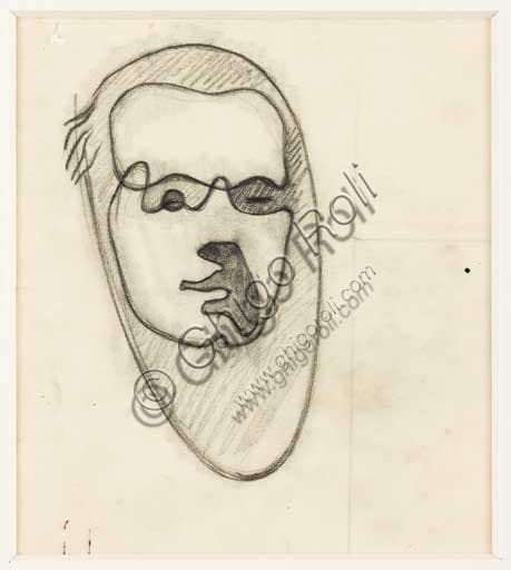Self Portrait 1930 Enrico Prampolini, pencil on paper drawing, Assicoop-Unipol Collection