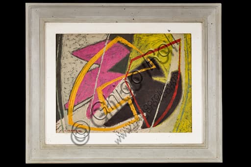 Composizione astratta di Enrico Prampolini, dipinto a olio su tavola 26x35 cm, Collezione Assicoop Unipol