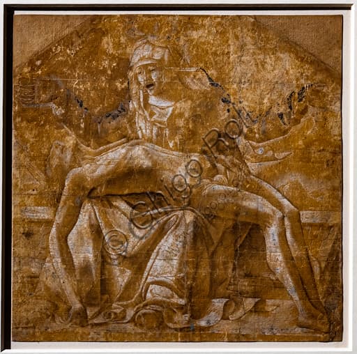 Ercole de Robertis Lamentation drawing, Renaissance watercolor on paper artwork
