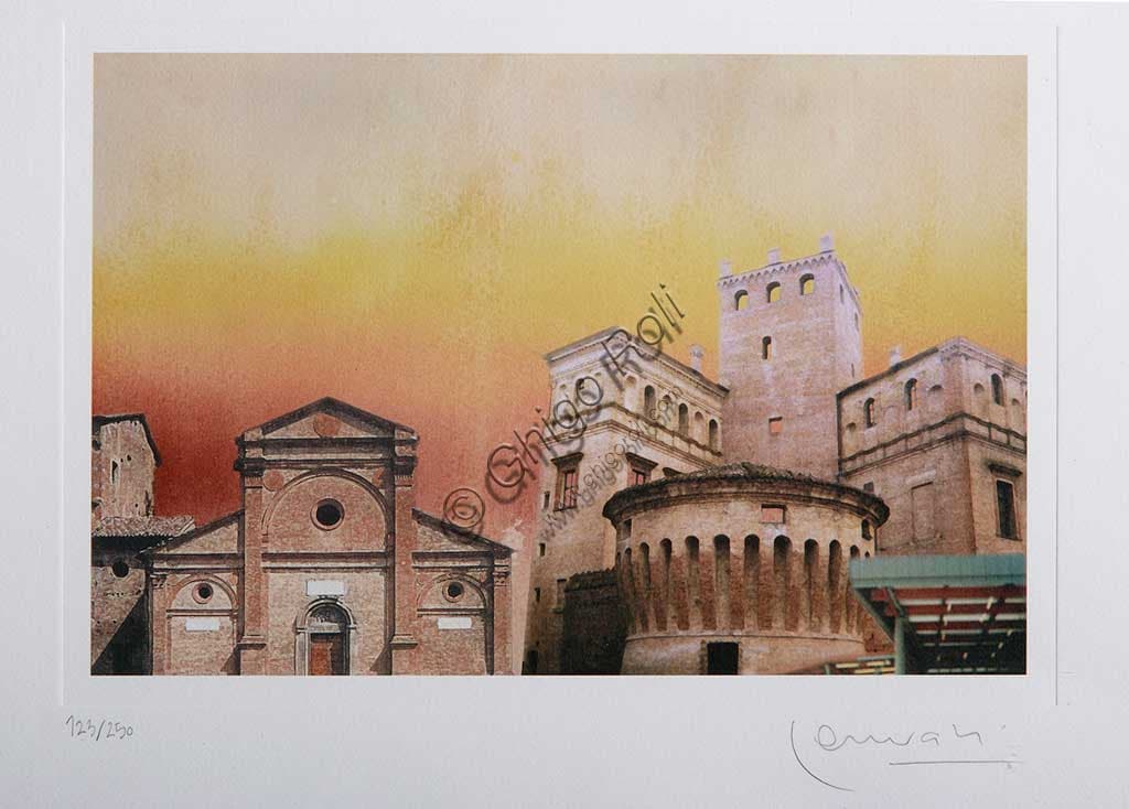 Stampa d'arte Piazza di Carpi di Erio Carnevali, Collezione Assicoop-Unipol