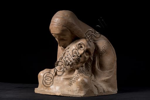 Terracotta sketch study of the heads of Christ and the Virgin Mary for the Pietà by Ermenegildo Luppi