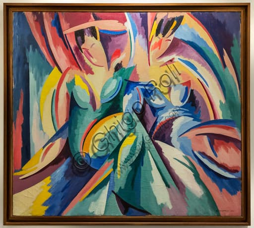 Painting 'Explosion lyrique n. 7' by Alberto Magnelli, oil on canvas 1918, exhibited at Museo Novecento Florence.