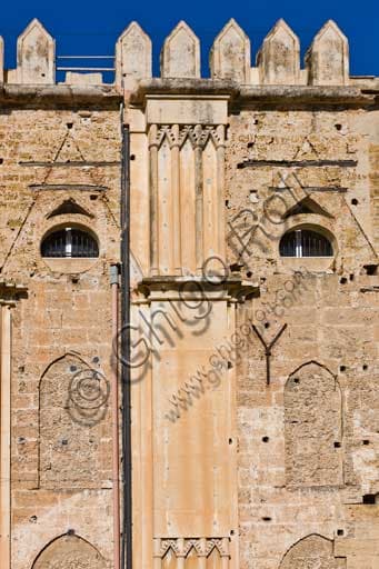 Eastern façade of the Palazzo dei Normanni in Palermo, showing the juxtaposition of medieval and modern architecture