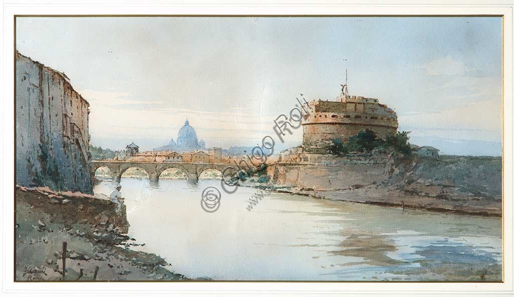 Acquerello Castel Sant'Angelo Roma Federico Schianchi Collezione Assicoop Unipol