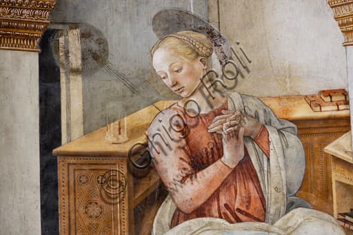 Detail of the Virgin Mary in the Annunciation, fresco by Filippo Lippi in Spoleto Cathedral