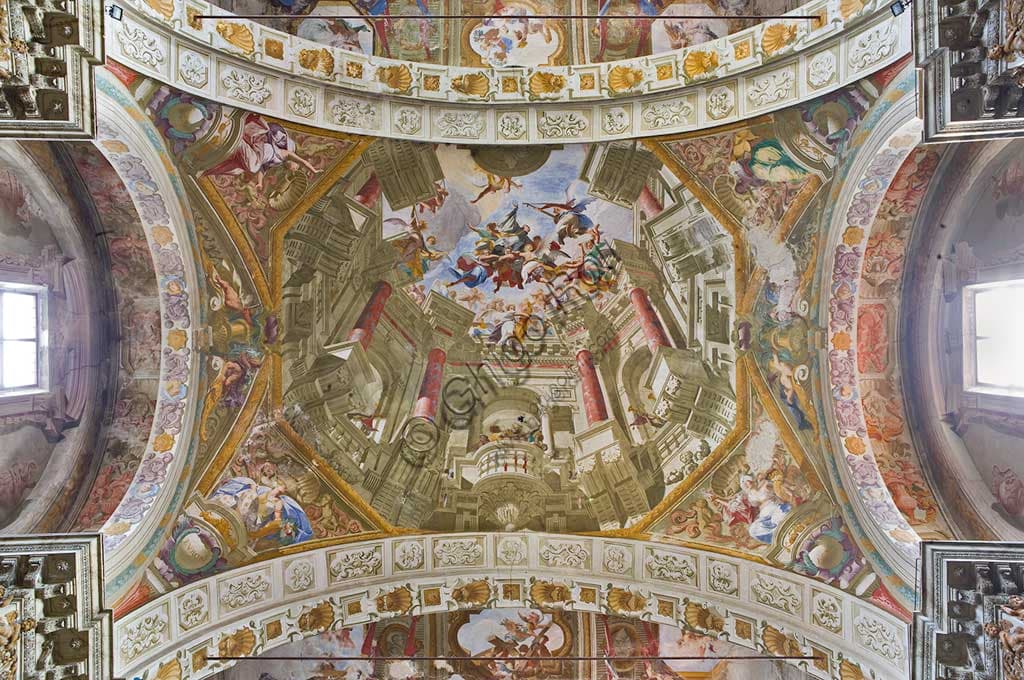 False dome fresco by Andrea Pozzo with apotheosis of St. Francis Xavier, Church of the Mission Mondovì