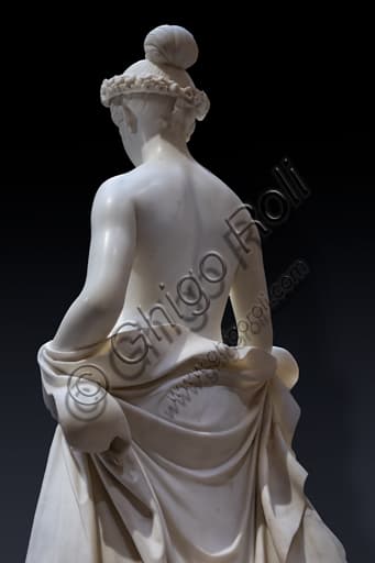 Rear detail of the marble sculpture Flora by Pietro Tenerani, a neoclassical artwork from 1838-40