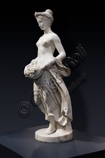 Marble sculpture Flora by Pietro Tenerani, neoclassical female figure of the 19th century