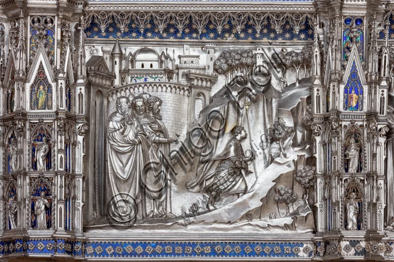 Formella in argento San Giovannino si avvia verso il deserto, Altare Tesoro San Giovanni, Museo Opera del Duomo Firenze