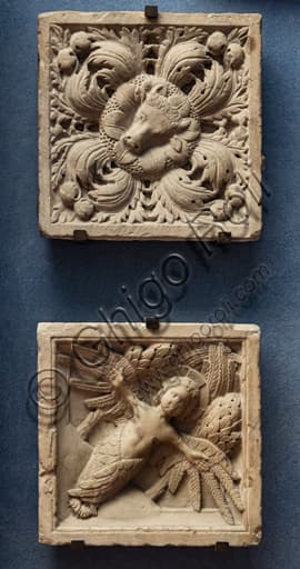 Decorative tiles in Carrara marble, Genoese production, 13th century, Bardini Museum Florence