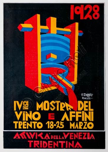 Cover for IV Wine Exhibition catalogue by Fortunato Depero 1928, Italian futurist art