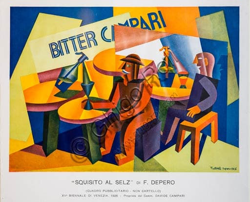 Squisito al selz advertising painting for Campari by Fortunato Depero, Futurism