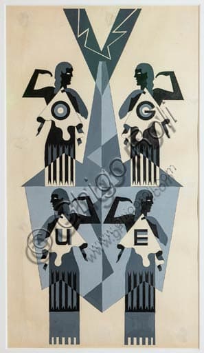 Preparatory study Vogue cover Fortunato Depero Casa Depero Rovereto Futurist art